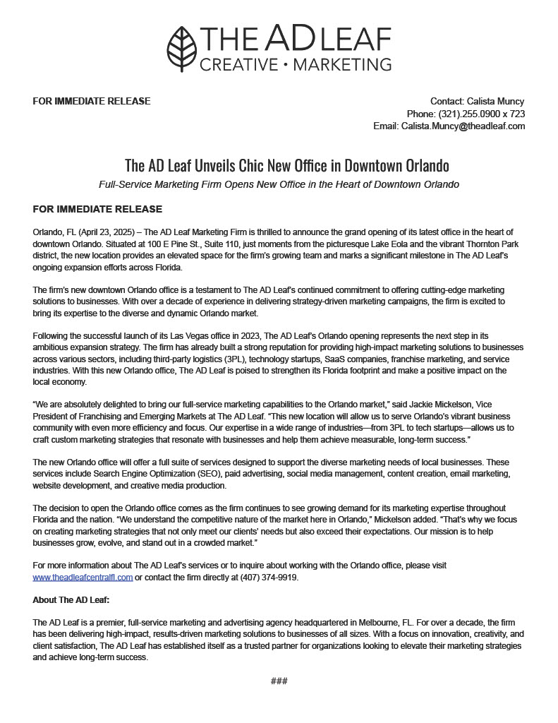 Orlando Office Press Release